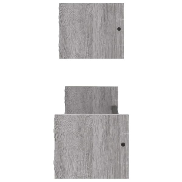 Prateleiras de parede c/ barras 2 pcs 60x16x14 cm cinza sonoma - Image 4
