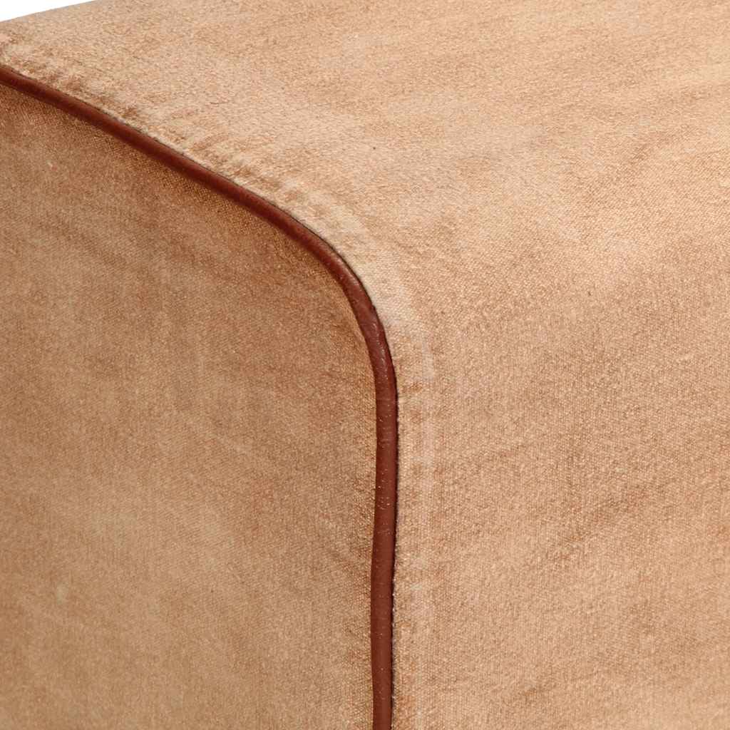 Banco de ginásio 160 cm couro genuíno e lona castanho - Image 6