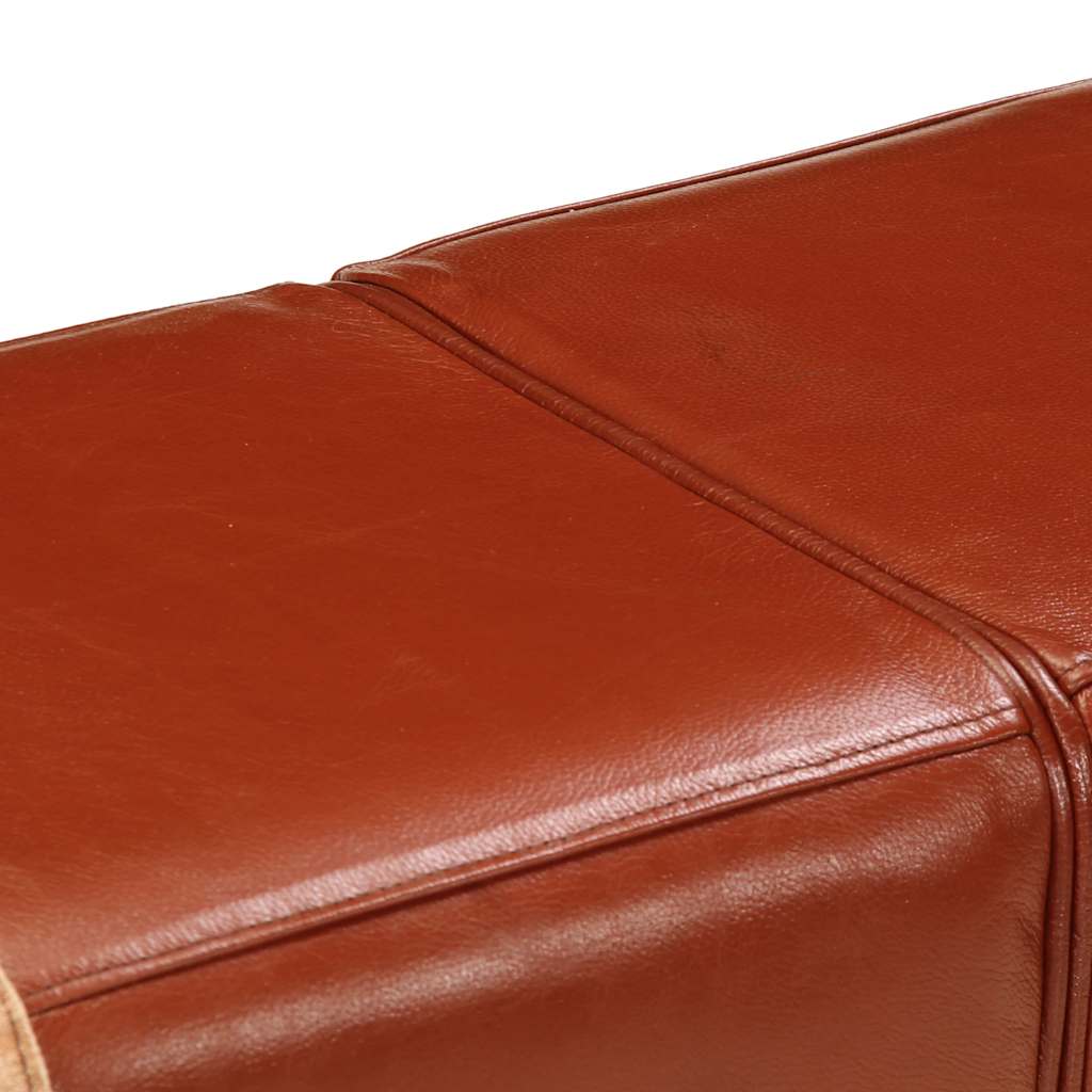 Banco de ginásio 160 cm couro genuíno e lona castanho - Image 7