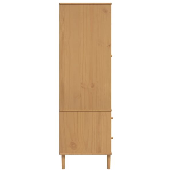 Roupeiro SENJA aspeto vime 90x55x175 cm pinho maciço castanho - Image 6