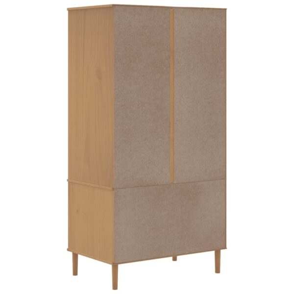 Roupeiro SENJA aspeto vime 90x55x175 cm pinho maciço castanho - Image 7