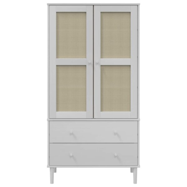 Roupeiro SENJA aspeto vime 90x55x175 cm pinho maciço branco - Image 4