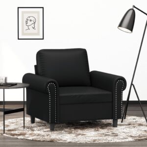 Poltrona couro artificial 60 cm preto