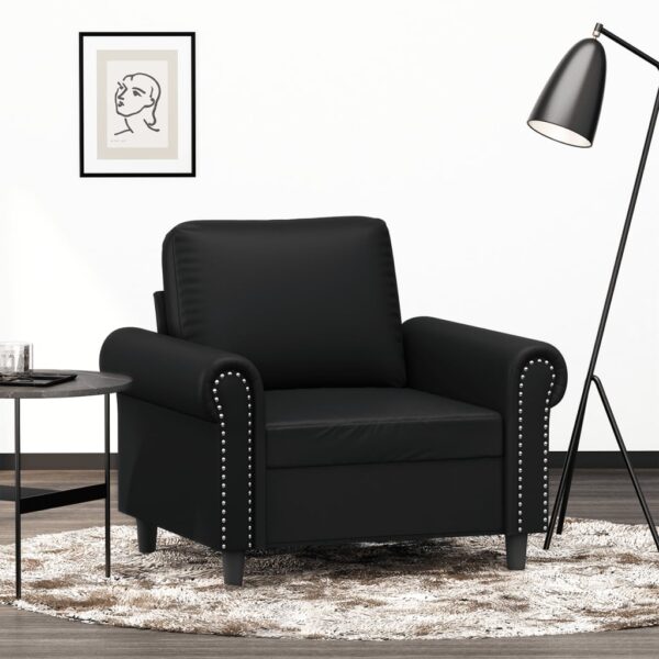 Poltrona couro artificial 60 cm preto