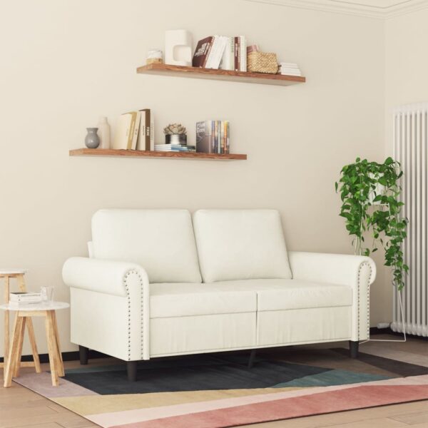 Sofá de 2 lugares veludo 120 cm cor creme - Image 2