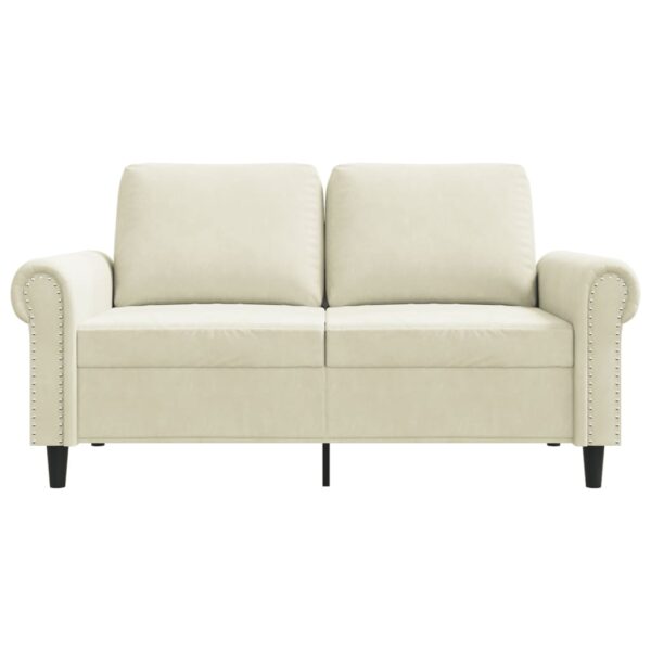 Sofá de 2 lugares veludo 120 cm cor creme - Image 3