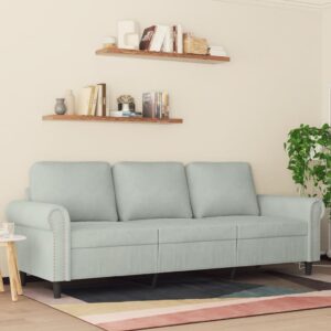 Sofá de 3 lugares 180 cm veludo cinzento-claro