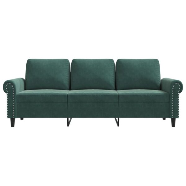 Sofá de 3 lugares 180 cm veludo verde-escuro - Image 3