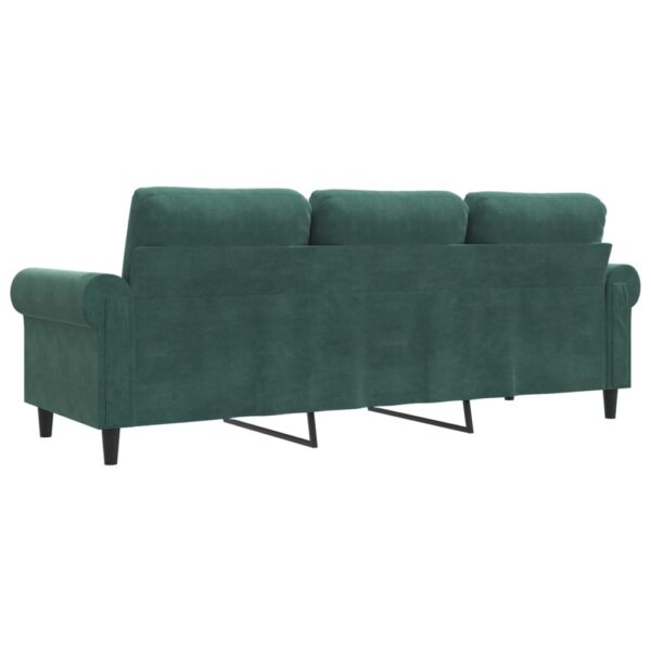 Sofá de 3 lugares 180 cm veludo verde-escuro - Image 5