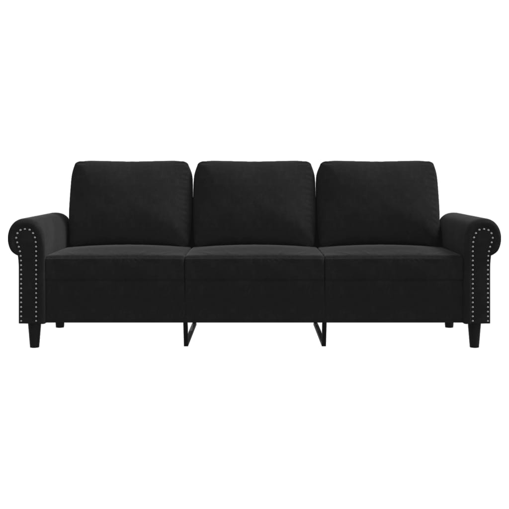 Sofá de 3 lugares 180 cm veludo preto - Image 3