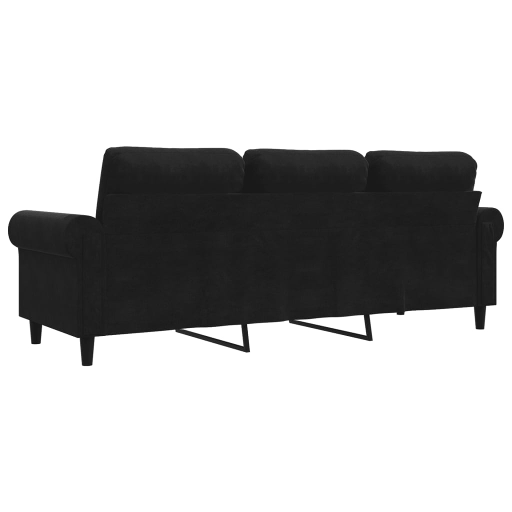 Sofá de 3 lugares 180 cm veludo preto - Image 5