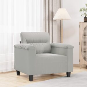 Poltrona tecido de microfibra 60 cm cinzento-claro