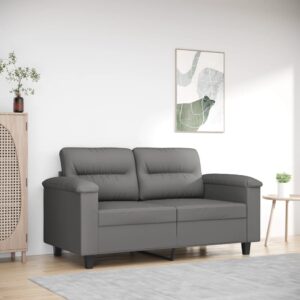 Sofá de 2 lugares 120 cm tecido de microfibra cinzento-escuro