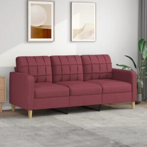 Sofá de 3 lugares tecido 180 cm vermelho tinto