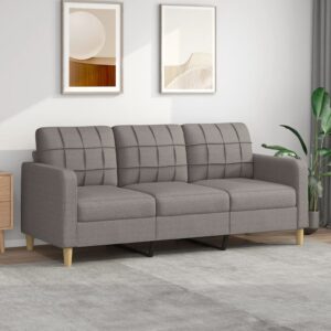 Sofá de 3 lugares tecido 180 cm cinzento-acastanhado