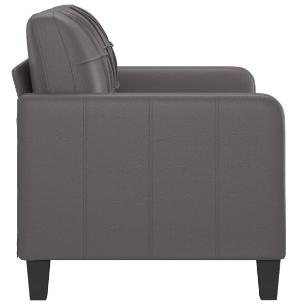 Sofá de 2 lugares 120 cm couro artificial cinza - Image 3