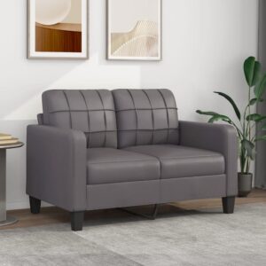 Sofá de 2 lugares 120 cm couro artificial cinza