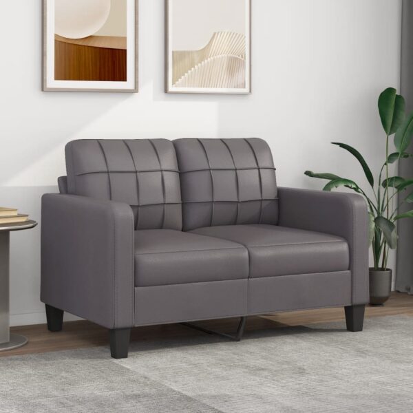 Sofá de 2 lugares 120 cm couro artificial cinza