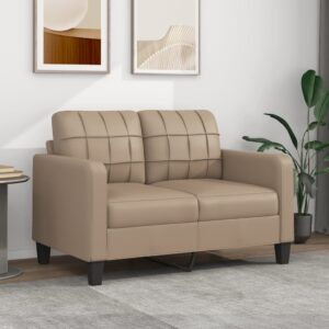 Sofá de 2 lugares 120 cm couro artificial cor cappuccino