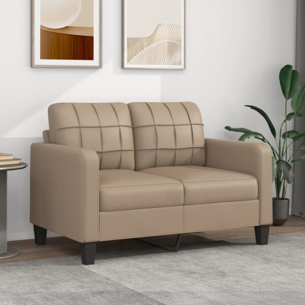 Sofá de 2 lugares 120 cm couro artificial cor cappuccino