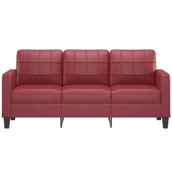 Sofá de 3 lugares 180 cm couro artificial vermelho tinto - Image 2
