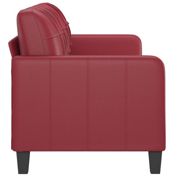 Sofá de 3 lugares 180 cm couro artificial vermelho tinto - Image 3
