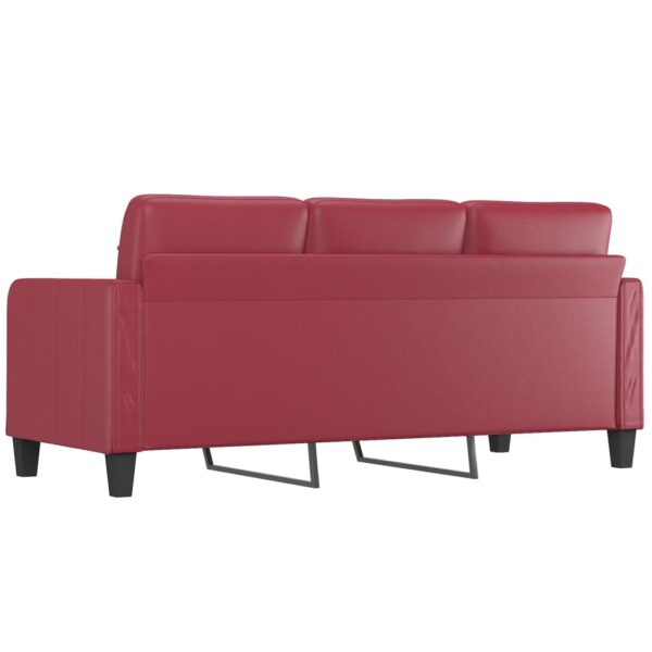 Sofá de 3 lugares 180 cm couro artificial vermelho tinto - Image 4
