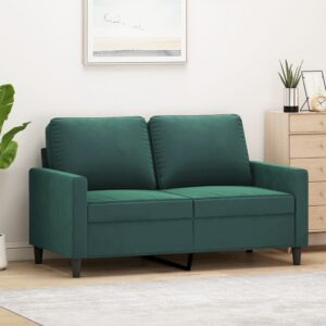 Sofá de 2 lugares 120 cm veludo verde-escuro