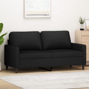Sofá de 2 lugares veludo 140 cm preto