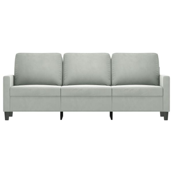 Sofá de 3 lugares 180 cm veludo cinzento-claro - Image 2
