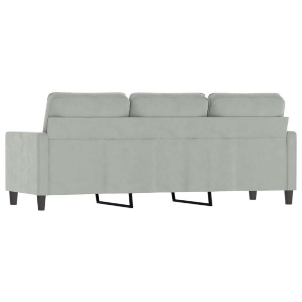 Sofá de 3 lugares 180 cm veludo cinzento-claro - Image 4