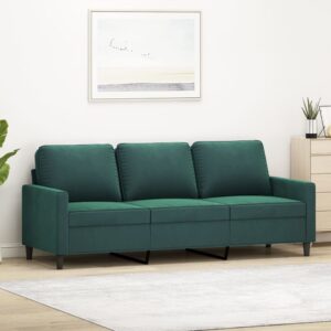 Sofá de 3 lugares 180 cm veludo verde-escuro