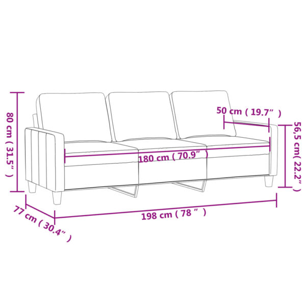 Sofá de 3 lugares 180 cm veludo preto - Image 7