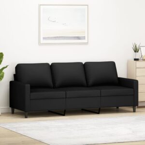 Sofá de 3 lugares 180 cm veludo preto