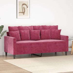 Sofá de 2 lugares veludo 140 cm vermelho tinto