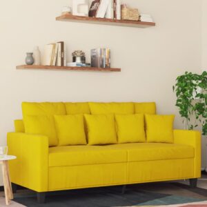 Sofá de 2 lugares veludo 140 cm amarelo