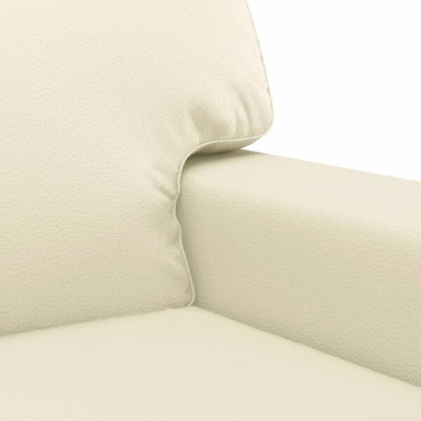 Sofá de 2 lugares 120 cm couro artificial cor creme - Image 5