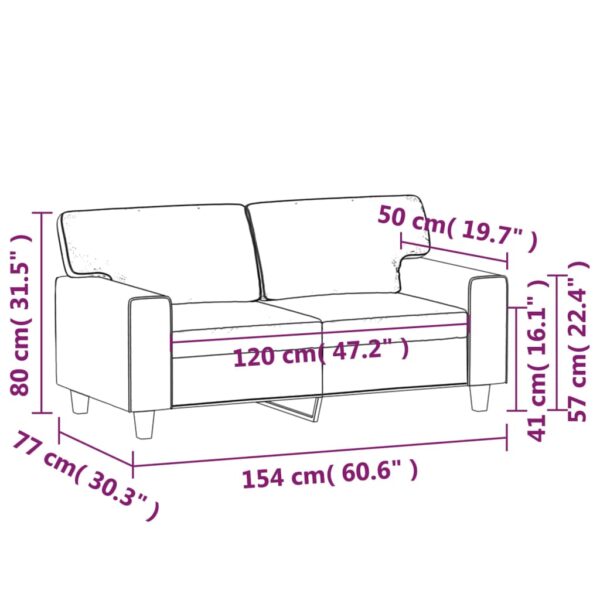 Sofá de 2 lugares 120 cm couro artificial cor creme - Image 7