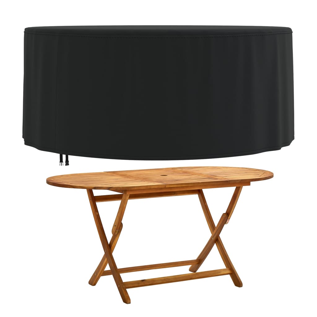 Capa para mobiliário de jardim Ø 182x71 cm 420D oxford preto - Image 2