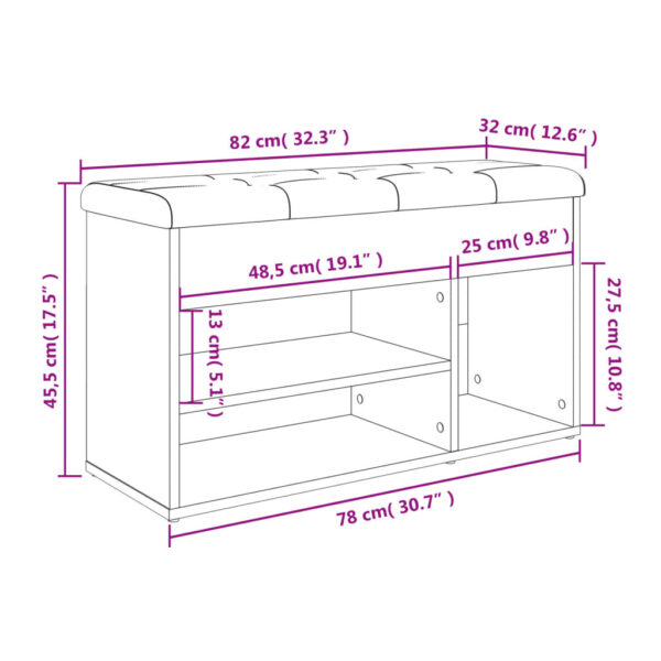 Banco sapateira 82x32x45,5 cm derivados madeira carvalho sonoma - Image 10