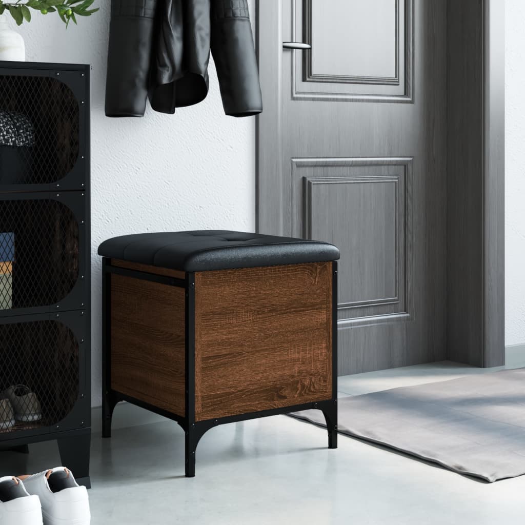 Banco arrumação 42x42x45 cm derivados madeira carvalho castanho - Image 2