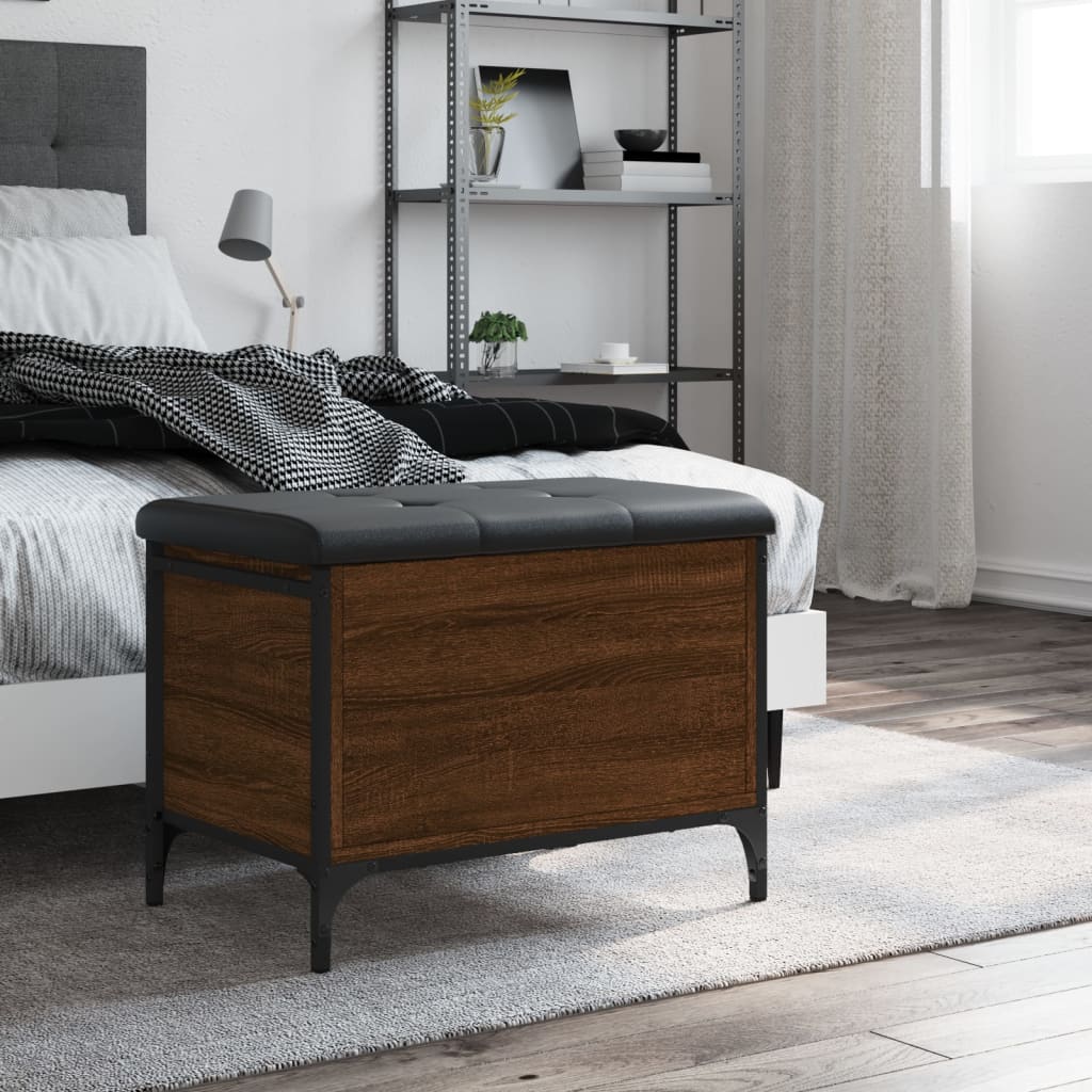 Banco arrumação 62x42x45 cm derivados madeira carvalho castanho - Image 2