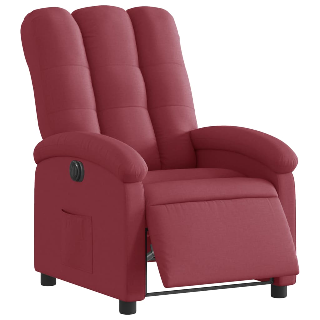 Poltrona elétrica reclinável tecido vermelho tinto - Image 2