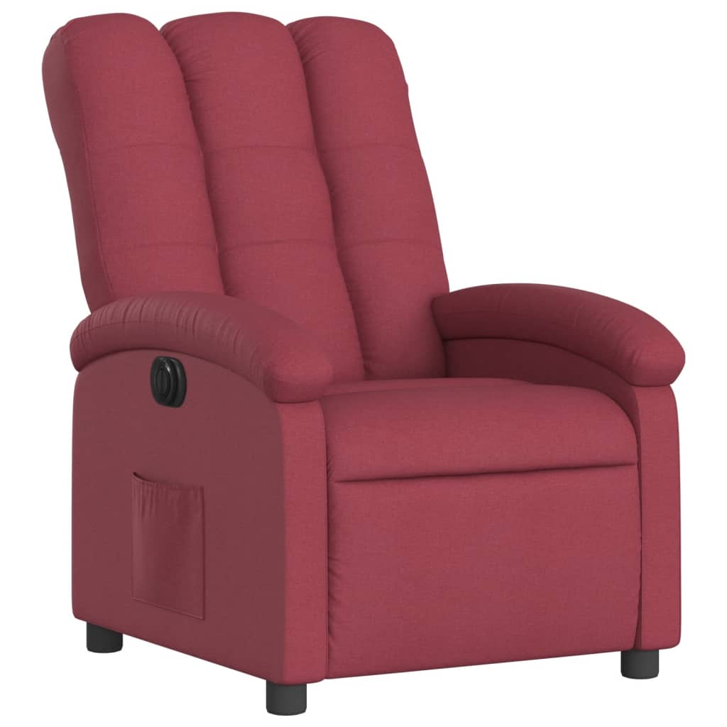 Poltrona elétrica reclinável tecido vermelho tinto - Image 3