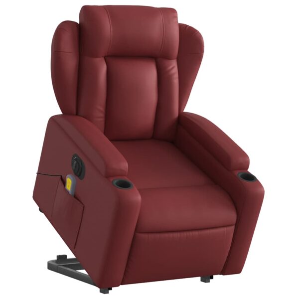 Poltrona reclin. elevatória elétrica couro artif vermelho-tinto - Image 2