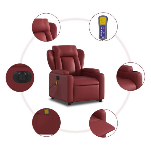 Poltrona reclin. elevatória elétrica couro artif vermelho-tinto - Image 7