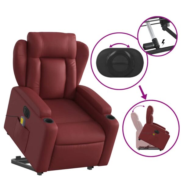 Poltrona reclin. elevatória elétrica couro artif vermelho-tinto - Image 10