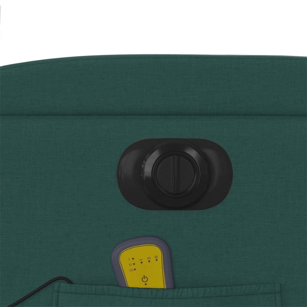 Poltrona reclinável de massagens elétrica tecido verde-escuro - Image 11