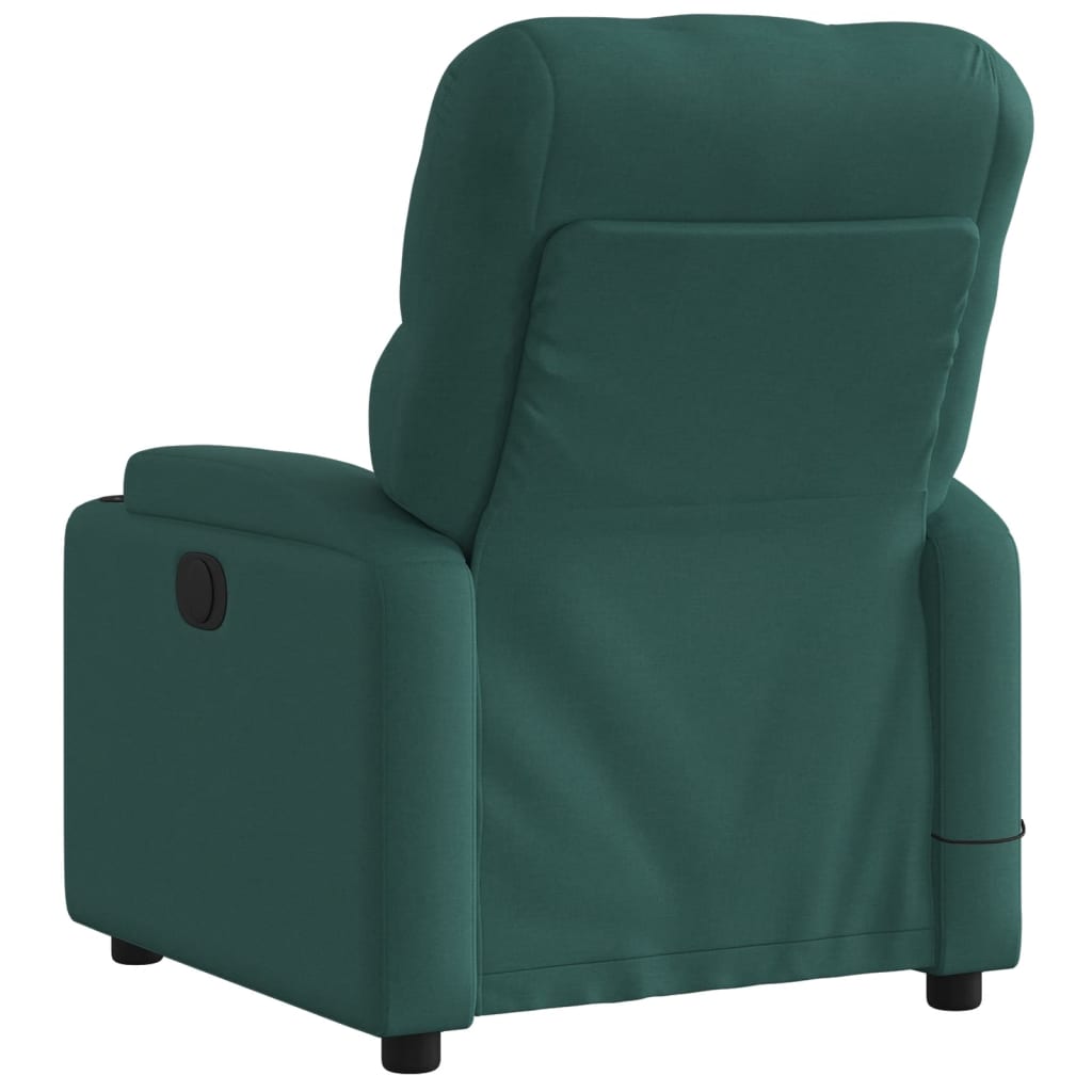 Poltrona reclinável de massagens elétrica tecido verde-escuro - Image 4