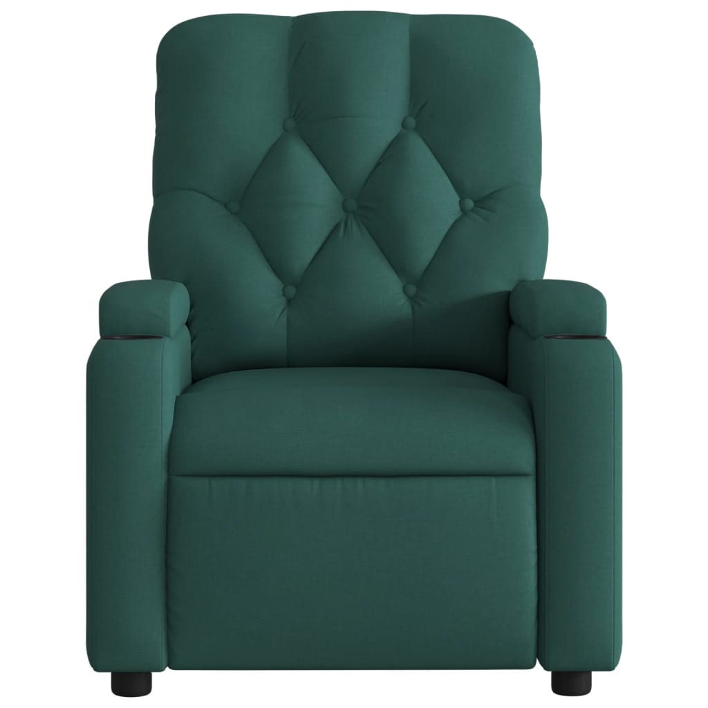 Poltrona reclinável de massagens elétrica tecido verde-escuro - Image 8
